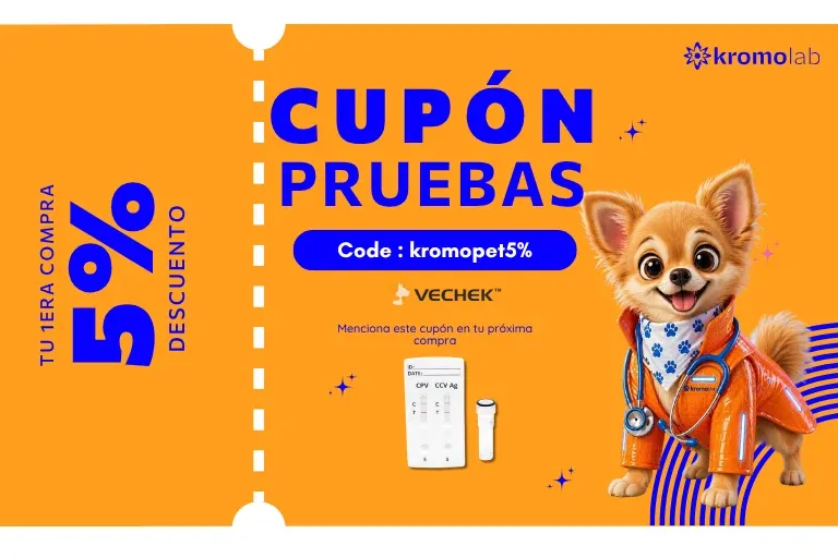 Cupón de 5% de descuento en tu primera compra de pruebas KromoPet