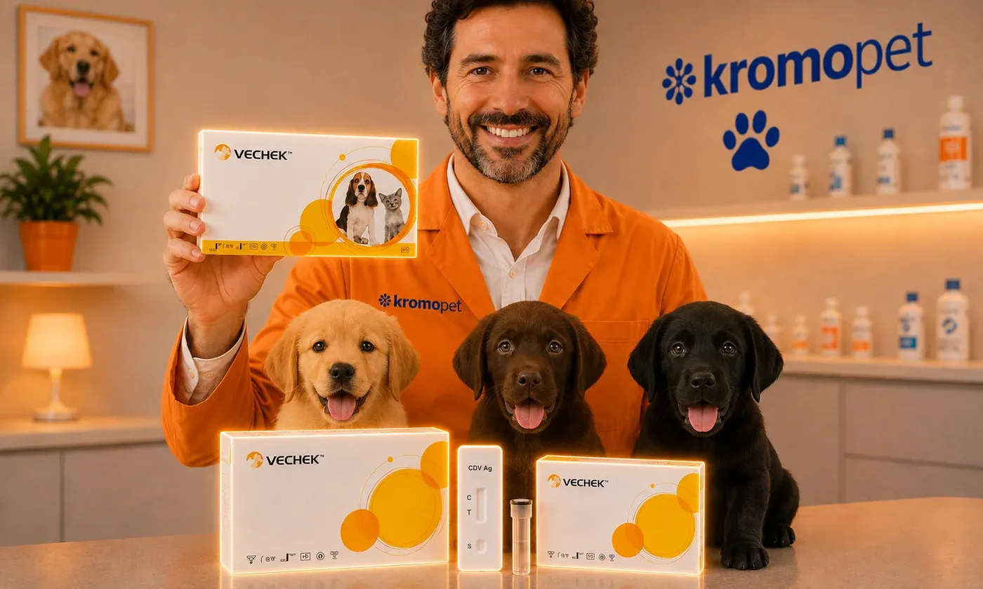 Prueba rápida CDV Ag para distemper con cachorros labrador